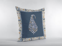 18? Orange Navy Paisley Suede Zippered Throw Pillow