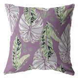 16? White Purple Tropical Leaf Zippered Suede Throw Pillow