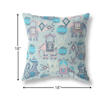 18" Gray Pink Tribal Indoor Outdoor Zip Throw Pillow