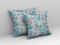 26" Gray Pink Tribal Indoor Outdoor Zip Throw Pillow