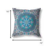 16â Blue Pink Jewel Indoor Outdoor Zippered Throw Pillow