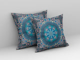20â Blue Pink Jewel Indoor Outdoor Zippered Throw Pillow