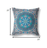 20â Blue Pink Jewel Indoor Outdoor Zippered Throw Pillow