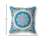 16â Blue Turquoise Jewel Indoor Outdoor Zippered Throw Pillow