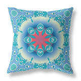 18â Turquoise Pink Jewel Indoor Outdoor Zippered Throw Pillow