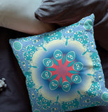 18â Turquoise Pink Jewel Indoor Outdoor Zippered Throw Pillow
