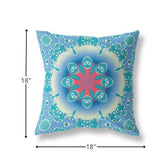 18â Turquoise Pink Jewel Indoor Outdoor Zippered Throw Pillow