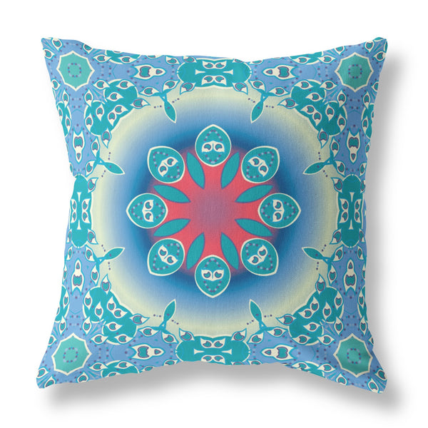 20â Turquoise Pink Jewel Indoor Outdoor Zippered Throw Pillow