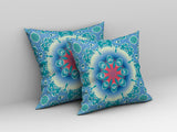 20â Turquoise Pink Jewel Indoor Outdoor Zippered Throw Pillow