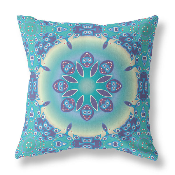 16â Green Blue Jewel Indoor Outdoor Zippered Throw Pillow