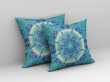 16â Green Blue Jewel Indoor Outdoor Zippered Throw Pillow