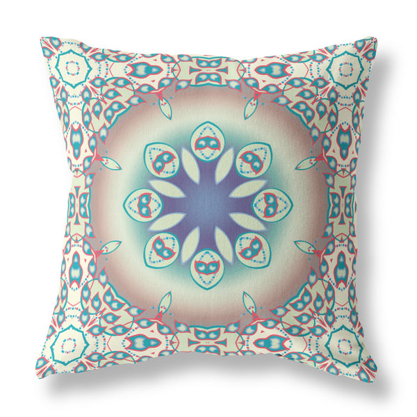 16â Mauve Blue Jewel Indoor Outdoor Zippered Throw Pillow