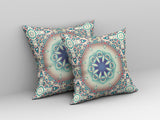 18â Mauve Blue Jewel Indoor Outdoor Zippered Throw Pillow