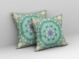 16â Turquoise Olive Jewel Indoor Outdoor Zippered Throw Pillow