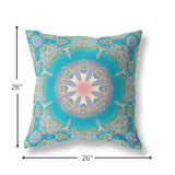 26â Blue Gold Jewel Indoor Outdoor Zippered Throw Pillow