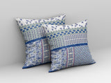 18? Blue Lavender White Patch Indoor Outdoor Zippered Throw Pillow