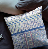 20? Blue Lavender White Patch Indoor Outdoor Zippered Throw Pillow