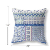 20? Blue Lavender White Patch Indoor Outdoor Zippered Throw Pillow