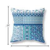 26? Blue White Patch Indoor Outdoor Zippered Throw Pillow