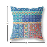 18? Blue Orange Patch Indoor Outdoor Zippered Throw Pillow