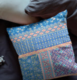 16? Blue Yellow Patch Indoor Outdoor Zippered Throw Pillow