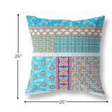 26? Turquoise White Patch Indoor Outdoor Zippered Throw Pillow