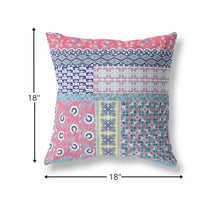 18? White Pink Patch Indoor Outdoor Zippered Throw Pillow