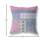 20? White Pink Patch Indoor Outdoor Zippered Throw Pillow