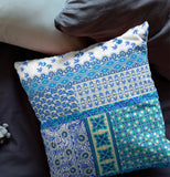 18? Turquoise Blue Patch Indoor Outdoor Zippered Throw Pillow