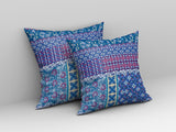 16? Navy Plum Patch Indoor Outdoor Zippered Throw Pillow