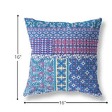 16? Navy Plum Patch Indoor Outdoor Zippered Throw Pillow