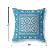 20? Blue Pink Block Indoor Outdoor Zippered Throw Pillow