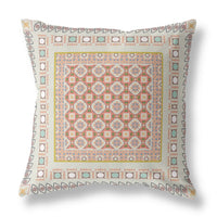 26? White Orange Block Indoor Outdoor Zippered Throw Pillow