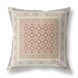 26? White Orange Block Indoor Outdoor Zippered Throw Pillow