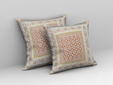 26? White Orange Block Indoor Outdoor Zippered Throw Pillow