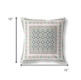 18? White Blue Block Indoor Outdoor Zippered Throw Pillow