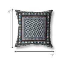 16? Black Blue Block Indoor Outdoor Zippered Throw Pillow