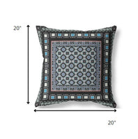 20? Black Blue Block Indoor Outdoor Zippered Throw Pillow