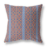 16"x16" Blue And Red Zippered BroadCloth Trellis Throw Pillow