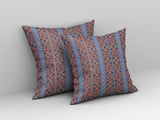 16"x16" Blue And Red Zippered BroadCloth Trellis Throw Pillow