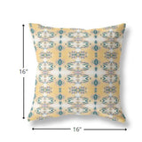 16â Tan Blue Patterned Indoor Outdoor Zippered Throw Pillow