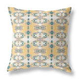 18â Tan Blue Patterned Indoor Outdoor Zippered Throw Pillow
