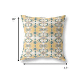 18â Tan Blue Patterned Indoor Outdoor Zippered Throw Pillow