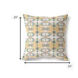 26â Tan Blue Patterned Indoor Outdoor Zippered Throw Pillow