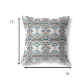 16â White Brown Patterned Indoor Outdoor Zippered Throw Pillow