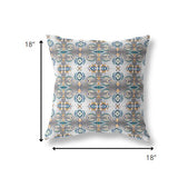 18â White Brown Patterned Indoor Outdoor Zippered Throw Pillow