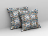 20â White Brown Patterned Indoor Outdoor Zippered Throw Pillow