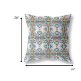 26â White Brown Patterned Indoor Outdoor Zippered Throw Pillow