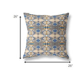 26â Brown Blue Patterned Indoor Outdoor Zippered Throw Pillow