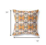 16â Orange Blue Patterned Indoor Outdoor Zippered Throw Pillow